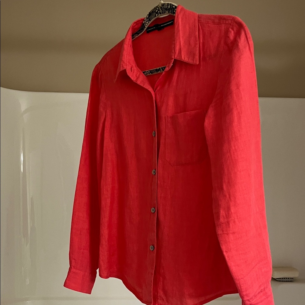 Linda Allard Ellen Tracy Linen Blouse Size 8P
